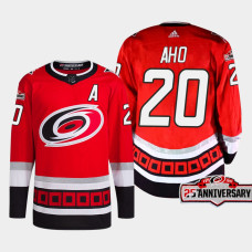 Sebastian Aho #20 Carolina Hurricanes Red Jersey 2022-23 Third 25th Anniversary