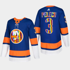 Adam Pelech New York Islanders Pride Night 2022 Royal #3 Jersey HockeyIsForEveryone