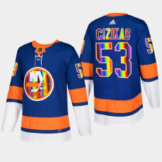 Casey Cizikas New York Islanders Pride Night 2022 Royal #53 Jersey HockeyIsForEveryone