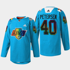 Cal Petersen Los Angeles Kings Pride Night 2022 Blue #40 Jersey Warm-Up