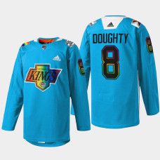 Drew Doughty Los Angeles Kings Pride Night 2022 Blue #8 Jersey Warm-Up