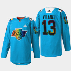 Gabriel Vilardi Los Angeles Kings Pride Night 2022 Blue #13 Jersey Warm-Up