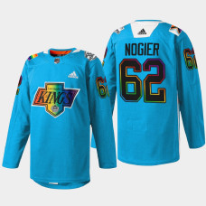 Nelson Nogier Los Angeles Kings Pride Night 2022 Blue #62 Jersey Warm-Up