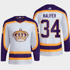 Arthur Kaliyev #34 Los Angeles Kings White Jersey 2022 Reverse Retro 2.0 Authentic Primegreen