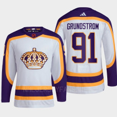 Carl Grundstrom #91 Los Angeles Kings White Jersey 2022 Reverse Retro 2.0 Authentic Primegreen