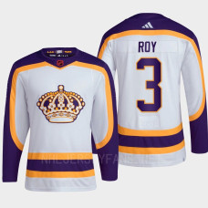 Matt Roy #3 Los Angeles Kings White Jersey 2022 Reverse Retro 2.0 Authentic Primegreen