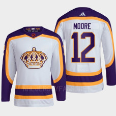 Trevor Moore #12 Los Angeles Kings White Jersey 2022 Reverse Retro 2.0 Authentic Primegreen