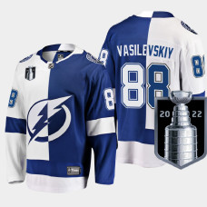 Andrei Vasilevskiy Tampa Bay Lightning 2022 Eastern Conference Champs Blue White #88 Jersey Split