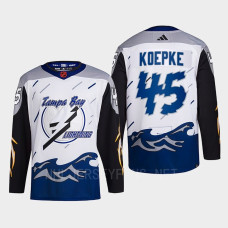 Tampa Bay Lightning 2022 Reverse Retro 2.0 Cole Koepke White Authentic Primegreen Jersey Men's