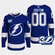 Custom #00 Tampa Bay Lightning Blue Jersey 1992-2022 30th Season Authentic Home