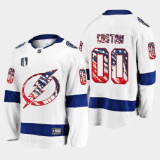 Custom Tampa Bay Lightning 4th of July 2022 White #00 Jersey Stars Stripes Flag