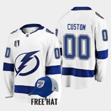 Custom Tampa Bay Lightning 2022 Stanley Cup Final White #00 Jersey Away