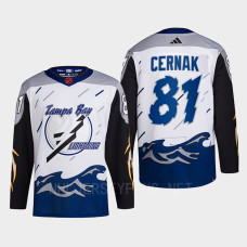 Tampa Bay Lightning 2022 Reverse Retro 2.0 Erik Cernak White Authentic Primegreen Jersey Men's