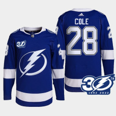 Ian Cole #28 Tampa Bay Lightning Blue Jersey 1992-2022 30th Season Authentic Home