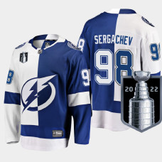 Mikhail Sergachev Tampa Bay Lightning 2022 Eastern Conference Champs Blue White #98 Jersey Split