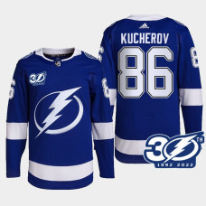 Nikita Kucherov #86 Tampa Bay Lightning Blue Jersey 1992-2022 30th Season Authentic Home