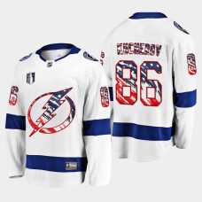 Nikita Kucherov Tampa Bay Lightning 4th of July 2022 White #86 Jersey Stars Stripes Flag