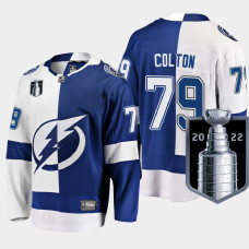 Ross Colton Tampa Bay Lightning 2022 Eastern Conference Champs Blue White #79 Jersey Split