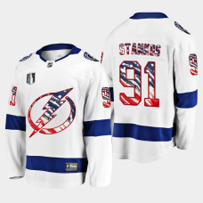 Steven Stamkos Tampa Bay Lightning 4th of July 2022 White #91 Jersey Stars Stripes Flag