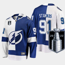 Steven Stamkos Tampa Bay Lightning 2022 Eastern Conference Champs Blue White #91 Jersey Split