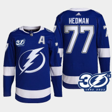 Victor Hedman #77 Tampa Bay Lightning Blue Jersey 1992-2022 30th Season Authentic Home