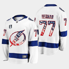 Victor Hedman Tampa Bay Lightning 4th of July 2022 White #77 Jersey Stars Stripes Flag