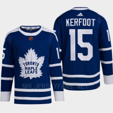 Toronto Maple Leafs 2022 Reverse Retro 2.0 Alexander Kerfoot Blue Authentic Primegreen Jersey Men's