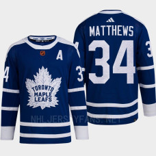 Toronto Maple Leafs 2022 Reverse Retro 2.0 Auston Matthews Blue Authentic Primegreen Jersey Men's