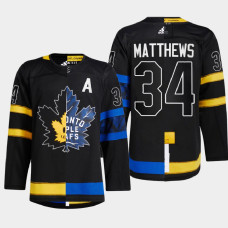 Auston Matthews #34 Toronto Maple Leafs Black Jersey 2022 Split Edition Drew house Alternate