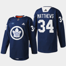 Auston Matthews Toronto Maple Leafs Primary Logo 2022 Navy #34 Jersey Warm Up