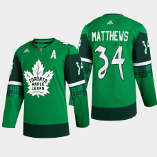 Auston Matthews Toronto Maple Leafs St. Patrick 2022 Green #34 Jersey Warm-Up