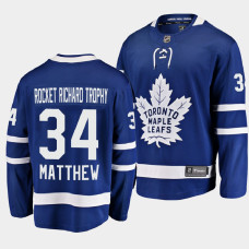 Auston Matthews Toronto Maple Leafs 2022 Rocket Richard Trophy Blue #34 Jersey Awards Edition