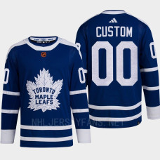 Toronto Maple Leafs 2022 Reverse Retro 2.0 Custom Blue Authentic Primegreen Jersey Men's