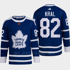 Toronto Maple Leafs 2022 Reverse Retro 2.0 Filip Kral Blue Authentic Primegreen Jersey Men's