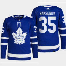 Ilya Samsonov #35 Toronto Maple Leafs Blue Jersey 2022 Primegreen Authentic Home