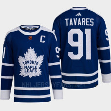 Toronto Maple Leafs 2022 Reverse Retro 2.0 John Tavares Blue Authentic Primegreen Jersey Men's