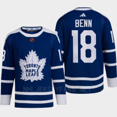 Toronto Maple Leafs 2022 Reverse Retro 2.0 Jordie Benn Blue Authentic Primegreen Jersey Men's