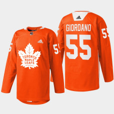 Mark Giordano Toronto Maple Leafs Every Child Matters 2022 Orange #55 Jersey Warmup