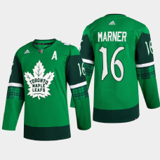 Mitch Marner Toronto Maple Leafs St. Patrick 2022 Green #16 Jersey Warm-Up