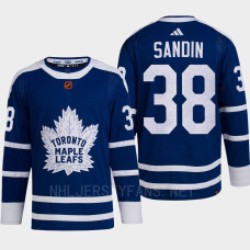 Toronto Maple Leafs 2022 Reverse Retro 2.0 Rasmus Sandin Blue Authentic Primegreen Jersey Men's