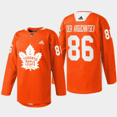 Semyon Der-Arguchintsev Toronto Maple Leafs Every Child Matters 2022 Orange #86 Jersey Warmup