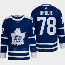 Toronto Maple Leafs 2022 Reverse Retro 2.0 T.J. Brodie Blue Authentic Primegreen Jersey Men's