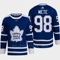 Toronto Maple Leafs 2022 Reverse Retro 2.0 Victor Mete Blue Authentic Primegreen Jersey Men's