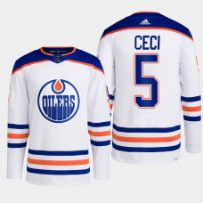 Cody Ceci #5 Edmonton Oilers White Jersey 2022-23 Primegreen Authentic Away