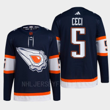 Edmonton Oilers Cody Ceci Navy Authentic Primegreen Reverse Retro 2.0 Jersey 2022