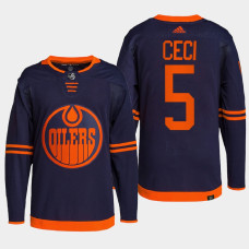 Cody Ceci #5 Edmonton Oilers Navy Jersey 2022 Alternate Primegreen Authentic Pro