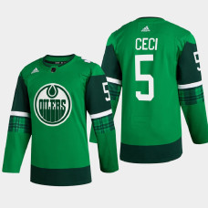 Edmonton Oilers 2022 St. Patrick Cody Ceci Green Warm-Up Jersey