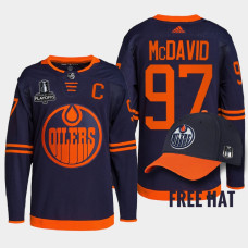 Connor McDavid #97 Edmonton Oilers Navy Jersey 2022 Pacific Conference Champions Authentic