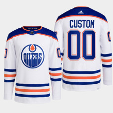 Custom #00 Edmonton Oilers White Jersey 2022-23 Primegreen Authentic Away