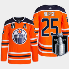 Darnell Nurse Edmonton Oilers 2022 Stanley Cup Playoffs Orange #25 Jersey Authentic Primegreen